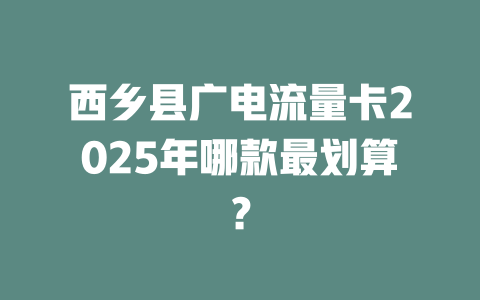 西乡县广电流量卡2025年哪款最划算？