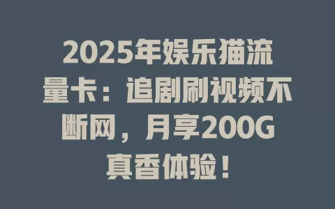 2025年娱乐猫流量卡：追剧刷视频不断网，月享200G真香体验！