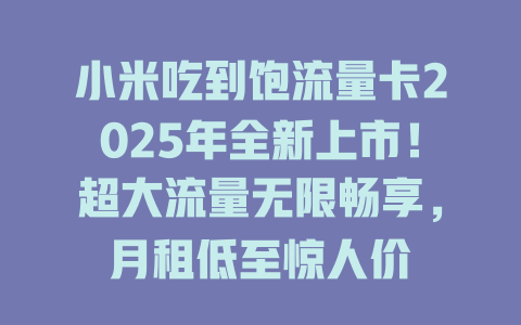 小米吃到饱流量卡2025年全新上市！超大流量无限畅享，月租低至惊人价