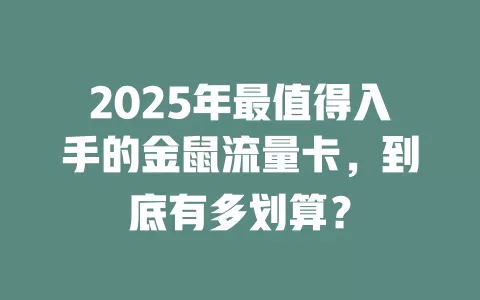 2025年最值得入手的金鼠流量卡，到底有多划算？