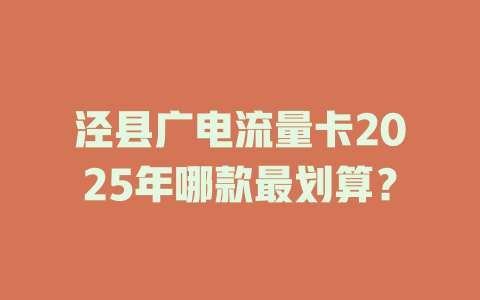 泾县广电流量卡2025年哪款最划算？