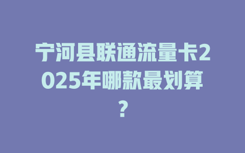 宁河县联通流量卡2025年哪款最划算？