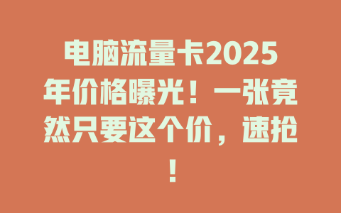 电脑流量卡2025年价格曝光！一张竟然只要这个价，速抢！
