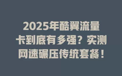 2025年酷翼流量卡到底有多强？实测网速碾压传统套餐！