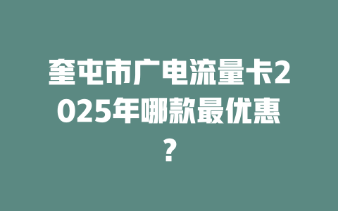 奎屯市广电流量卡2025年哪款最优惠？