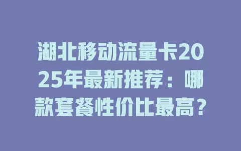 湖北移动流量卡2025年最新推荐：哪款套餐性价比最高？