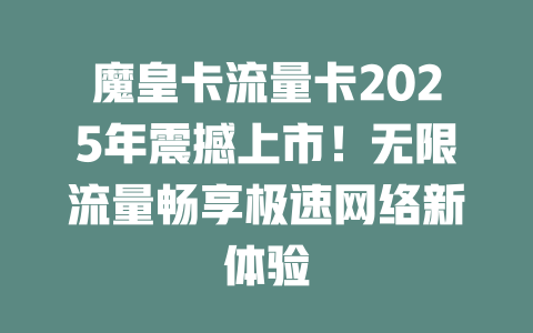 魔皇卡流量卡2025年震撼上市！无限流量畅享极速网络新体验