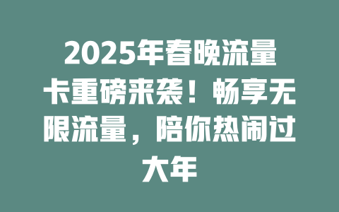 2025年春晚流量卡重磅来袭！畅享无限流量，陪你热闹过大年