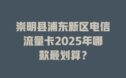崇明县浦东新区电信流量卡2025年哪款最划算？
