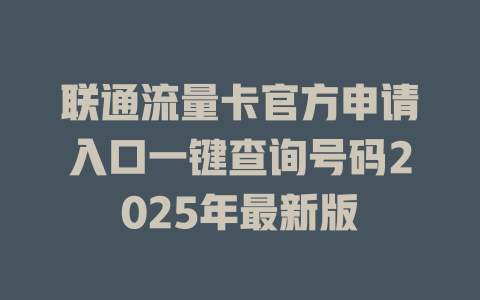 联通流量卡官方申请入口一键查询号码2025年最新版