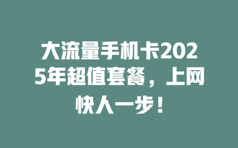 大流量手机卡2025年超值套餐，上网快人一步！