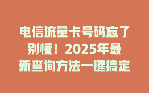 电信流量卡号码忘了别慌！2025年最新查询方法一键搞定