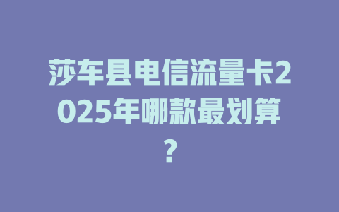 莎车县电信流量卡2025年哪款最划算？