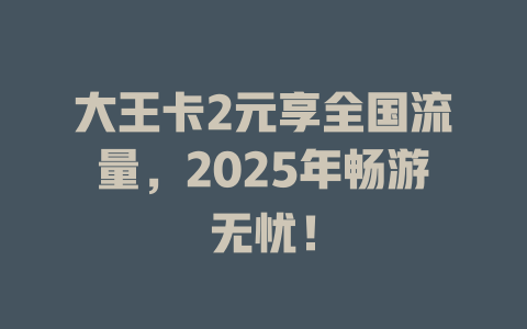 大王卡2元享全国流量，2025年畅游无忧！