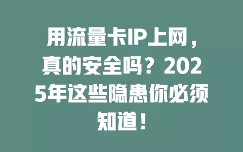 用流量卡IP上网，真的安全吗？2025年这些隐患你必须知道！