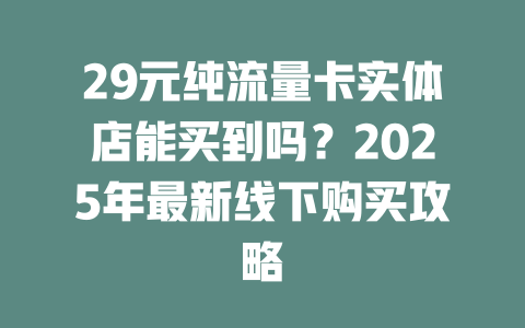 29元纯流量卡实体店能买到吗？2025年最新线下购买攻略