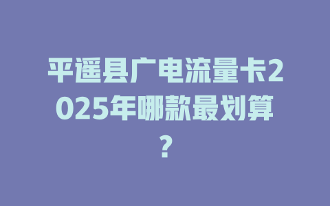 平遥县广电流量卡2025年哪款最划算？