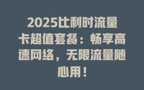 2025比利时流量卡超值套餐：畅享高速网络，无限流量随心用！