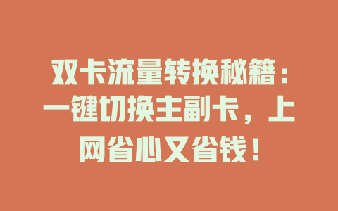 双卡流量转换秘籍：一键切换主副卡，上网省心又省钱！