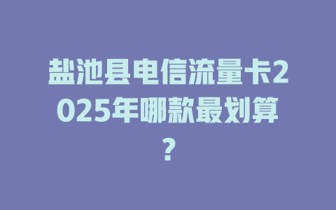 盐池县电信流量卡2025年哪款最划算？