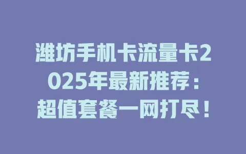 潍坊手机卡流量卡2025年最新推荐：超值套餐一网打尽！