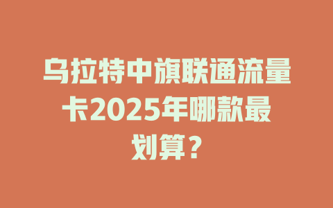 乌拉特中旗联通流量卡2025年哪款最划算？