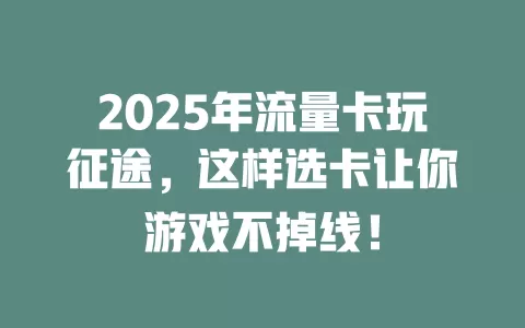 2025年流量卡玩征途，这样选卡让你游戏不掉线！