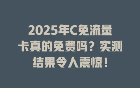 2025年C免流量卡真的免费吗？实测结果令人震惊！