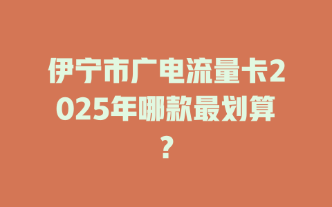 伊宁市广电流量卡2025年哪款最划算？