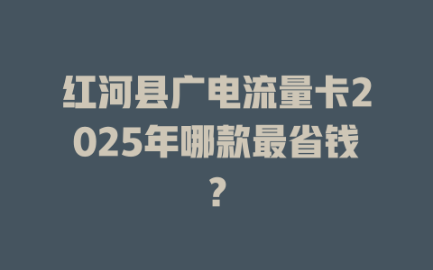 红河县广电流量卡2025年哪款最省钱？