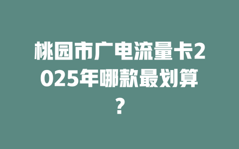 桃园市广电流量卡2025年哪款最划算？