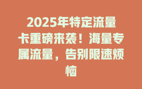 2025年特定流量卡重磅来袭！海量专属流量，告别限速烦恼