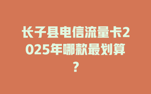 长子县电信流量卡2025年哪款最划算？
