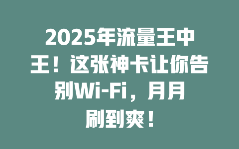 2025年流量王中王！这张神卡让你告别Wi-Fi，月月刷到爽！