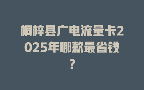 桐梓县广电流量卡2025年哪款最省钱？