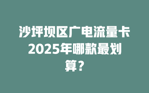 沙坪坝区广电流量卡2025年哪款最划算？