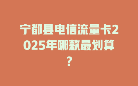 宁都县电信流量卡2025年哪款最划算？