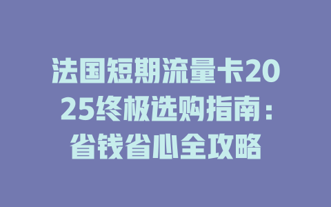 法国短期流量卡2025终极选购指南：省钱省心全攻略