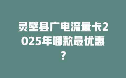 灵璧县广电流量卡2025年哪款最优惠？