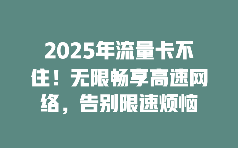 2025年流量卡不住！无限畅享高速网络，告别限速烦恼