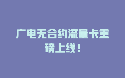 广电无合约流量卡重磅上线！