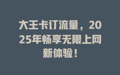 大王卡订流量，2025年畅享无限上网新体验！