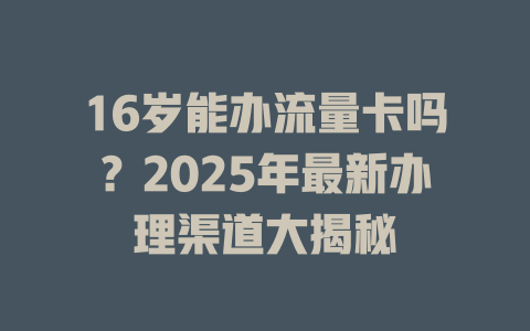16岁能办流量卡吗？2025年最新办理渠道大揭秘