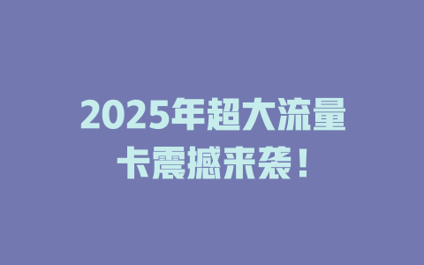 2025年超大流量卡震撼来袭！