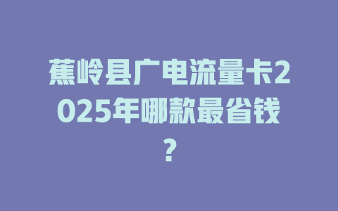 蕉岭县广电流量卡2025年哪款最省钱？