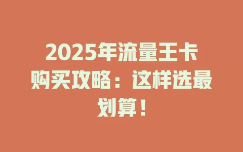 2025年流量王卡购买攻略：这样选最划算！
