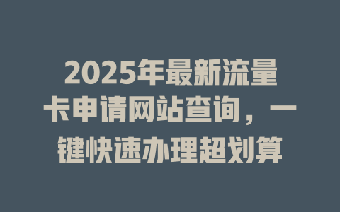 2025年最新流量卡申请网站查询，一键快速办理超划算