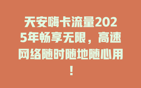 天安嗨卡流量2025年畅享无限，高速网络随时随地随心用！