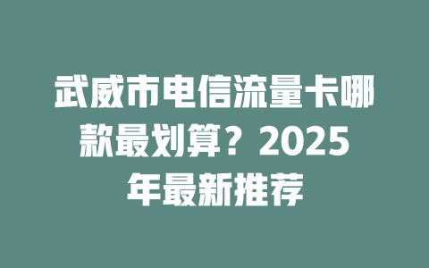 武威市电信流量卡哪款最划算？2025年最新推荐