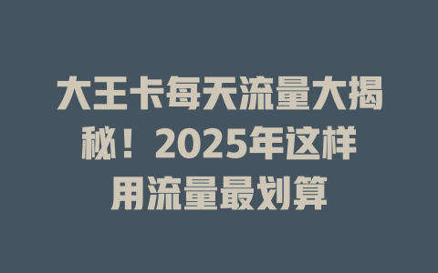 大王卡每天流量大揭秘！2025年这样用流量最划算